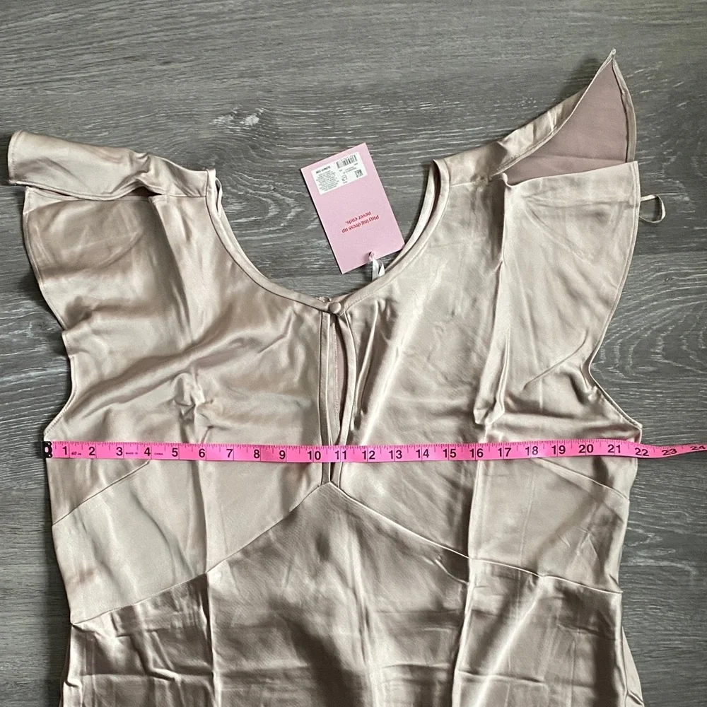 Old Navy The Occasion Champagne Satin Keyhole Ruffle Sleeve Maxi Dress, NWT_5